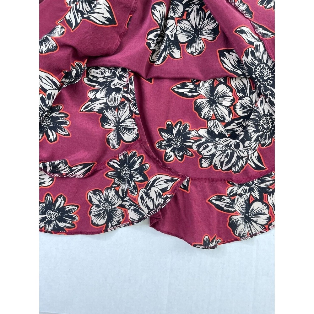 Maeve By Anthropologie Zebella Silk Floral Tank Top Size 6 Sleeveless Maroon - Picture 7 of 12